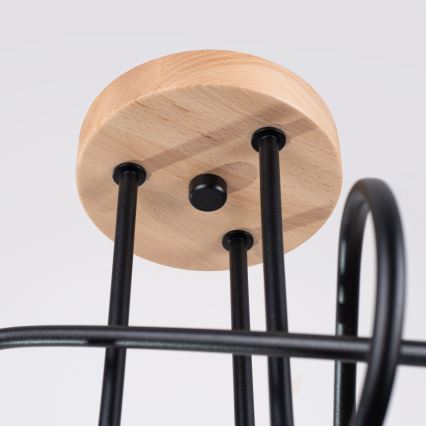 Přisazený lustr EMBER 3xE27/15W/230V černá/béžová/buk