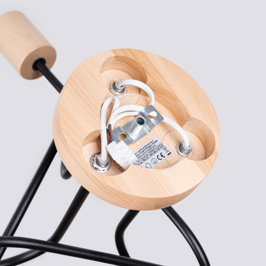 Přisazený lustr EMBER 3xE27/15W/230V černá/béžová/buk