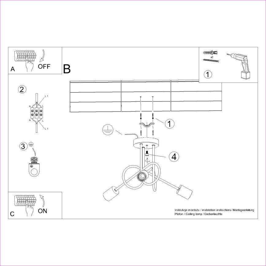 Přisazený lustr EMBER 3xE27/15W/230V černá/béžová/buk