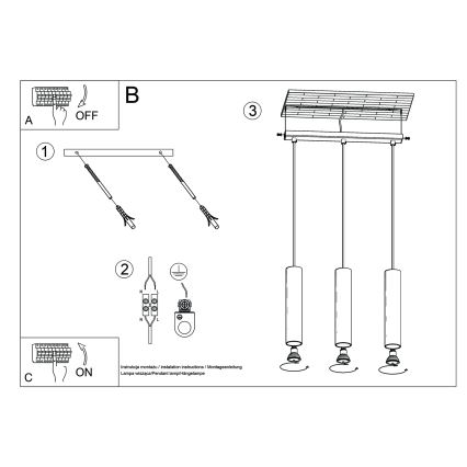 Lustr na lanku LAGOS 3xGU10/10W/230V krémová