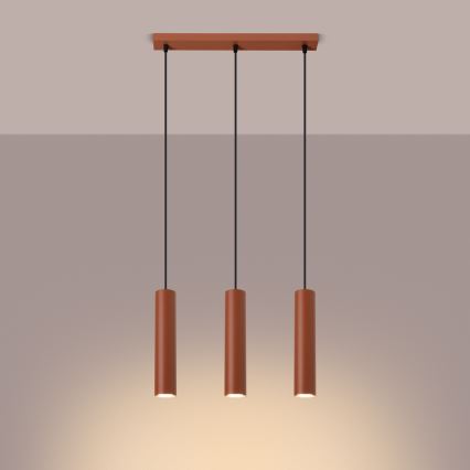 Lustr na lanku LAGOS 3xGU10/10W/230V červená