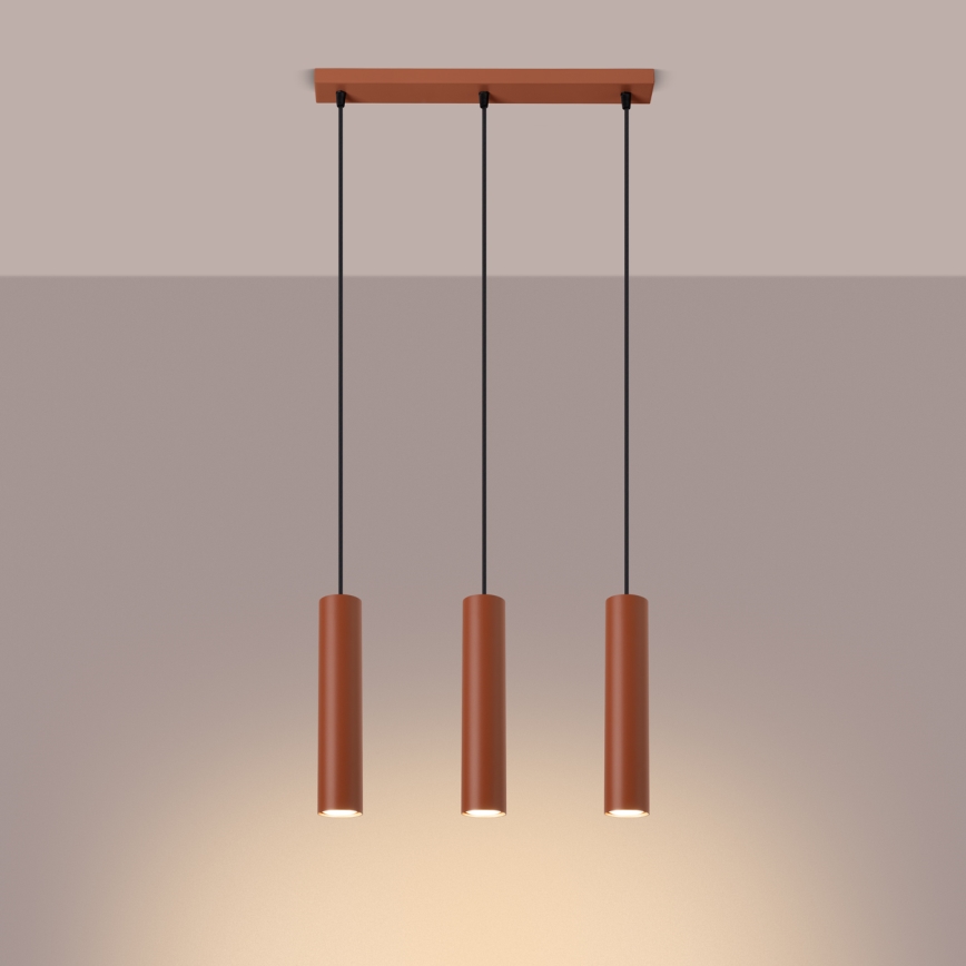 Lustr na lanku LAGOS 3xGU10/10W/230V červená