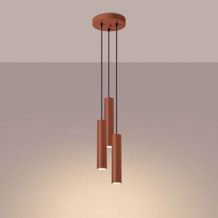 Lustr na lanku LAGOS 3xGU10/10W/230V červená