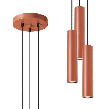 Lustr na lanku LAGOS 3xGU10/10W/230V červená