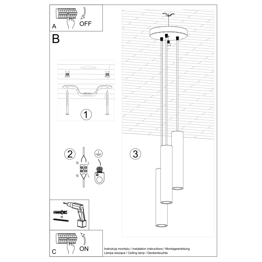 Lustr na lanku LAGOS 3xGU10/10W/230V červená