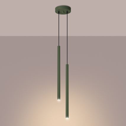 Lustr na lanku PASTELO 2xG9/8W/230V zelená
