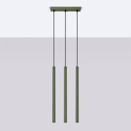 Lustr na lanku PASTELO 3xG9/8W/230V zelená