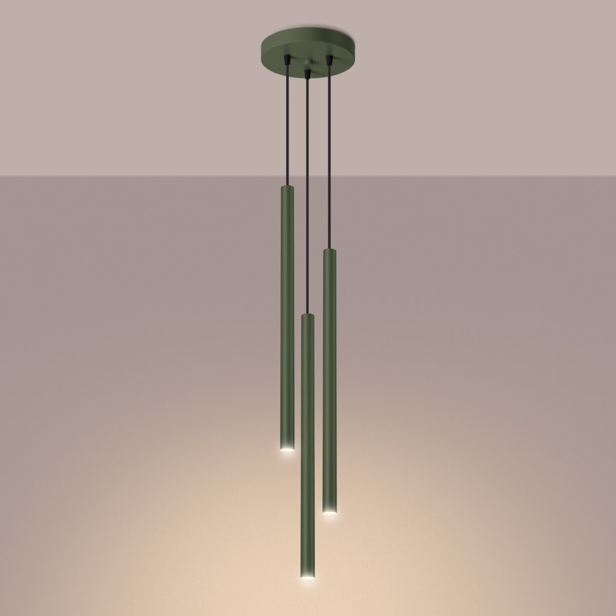 Lustr na lanku PASTELO 3xG9/8W/230V zelená