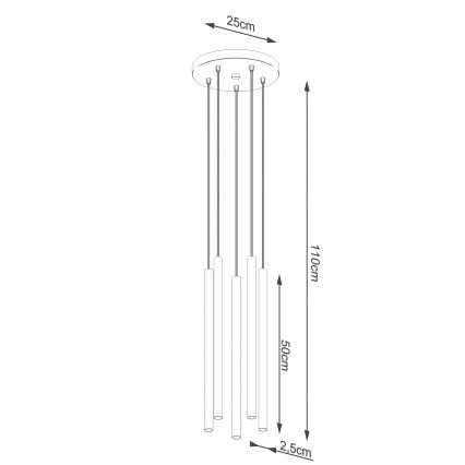 Lustr na lanku PASTELO 5xG9/8W/230V zelená