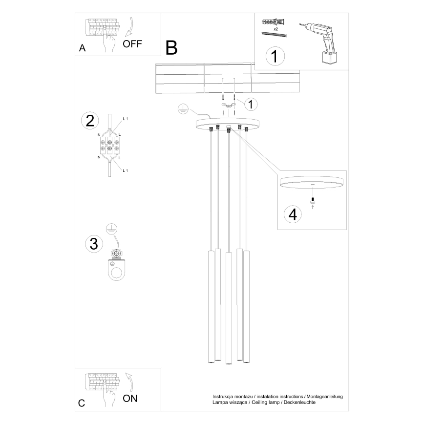 Lustr na lanku PASTELO 5xG9/8W/230V zelená