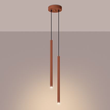 Lustr na lanku PASTELO 2xG9/8W/230V červená