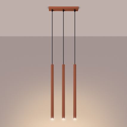 Lustr na lanku PASTELO 3xG9/8W/230V červená
