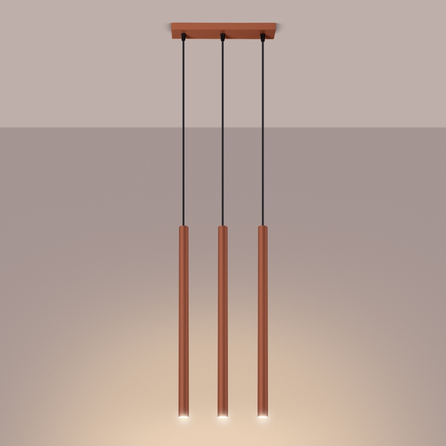 Lustr na lanku PASTELO 3xG9/8W/230V červená