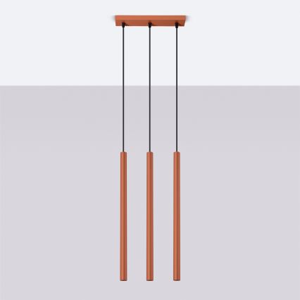 Lustr na lanku PASTELO 3xG9/8W/230V červená