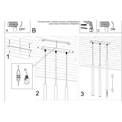 Lustr na lanku PASTELO 3xG9/8W/230V červená