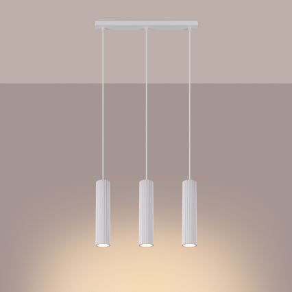 Lustr na lanku KARBON 3xGU10/10W/230V bílá
