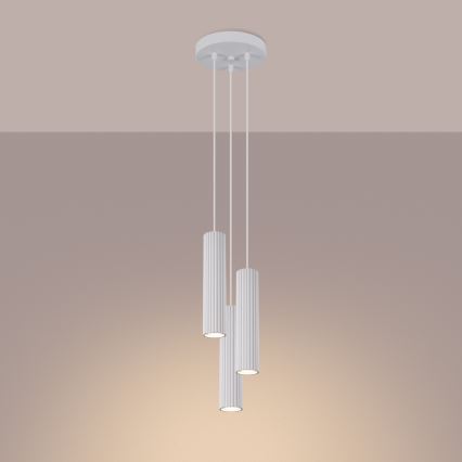 Lustr na lanku KARBON 3xGU10/10W/230V bílá
