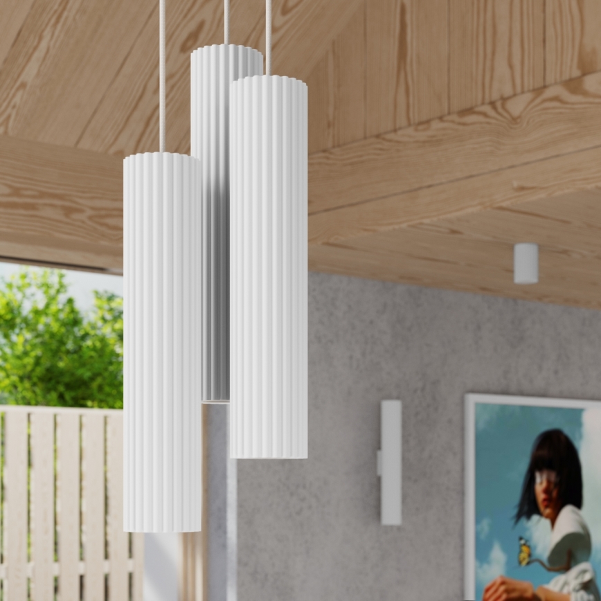 Lustr na lanku KARBON 3xGU10/10W/230V bílá