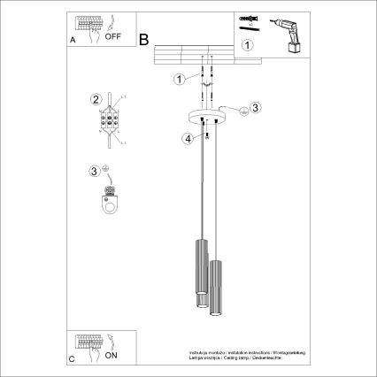 Lustr na lanku KARBON 3xGU10/10W/230V bílá