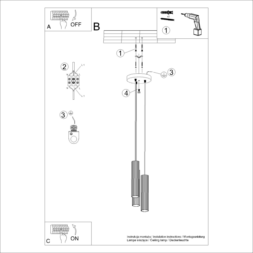 Lustr na lanku KARBON 3xGU10/10W/230V bílá