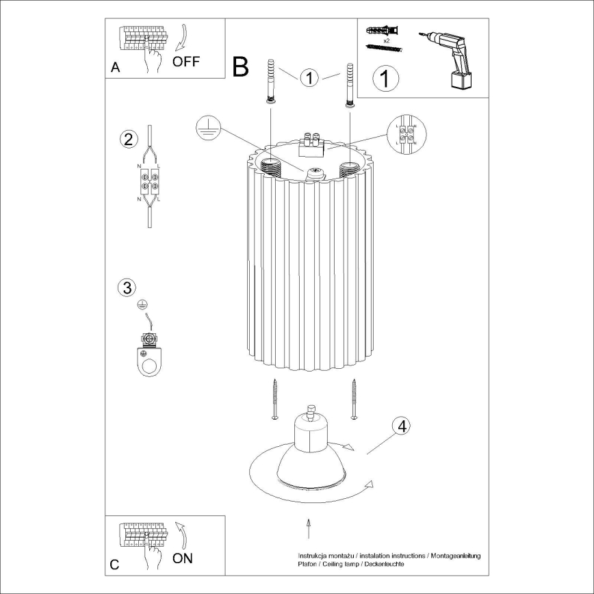 Bodové svítidlo KARBON 1xGU10/10W/230V 10 cm černá