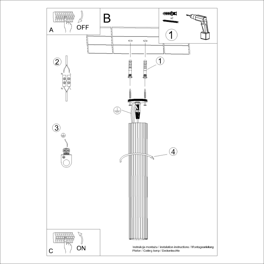 Bodové svítidlo KARBON 1xGU10/10W/230V 60 cm černá