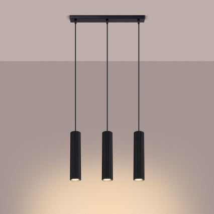 Lustr na lanku KARBON 3xGU10/10W/230V černá