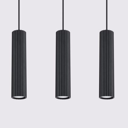 Lustr na lanku KARBON 3xGU10/10W/230V černá