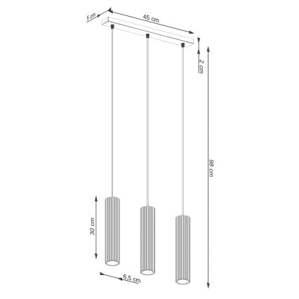 Lustr na lanku KARBON 3xGU10/10W/230V černá