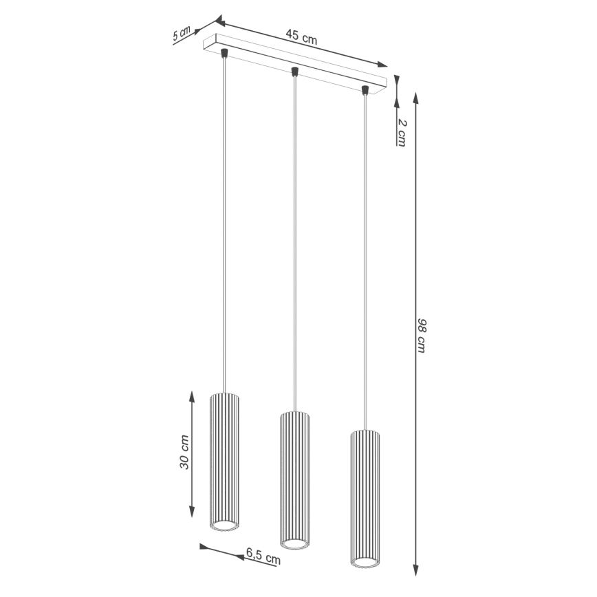 Lustr na lanku KARBON 3xGU10/10W/230V černá