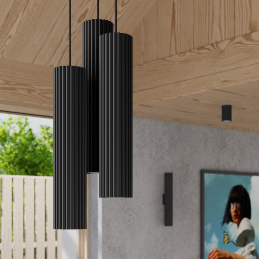 Lustr na lanku KARBON 3xGU10/10W/230V černá