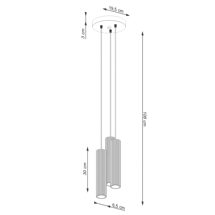 Lustr na lanku KARBON 3xGU10/10W/230V černá