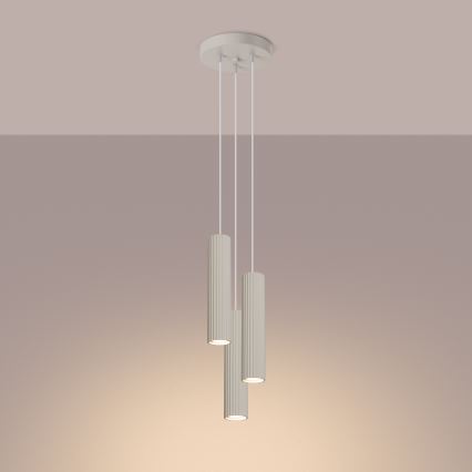 Lustr na lanku KARBON 3xGU10/10W/230V krémová