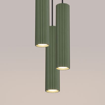 Lustr na lanku KARBON 3xGU10/10W/230V zelená