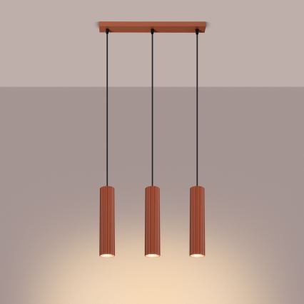Lustr na lanku KARBON 3xGU10/10W/230V červená