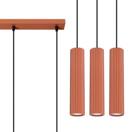 Lustr na lanku KARBON 3xGU10/10W/230V červená