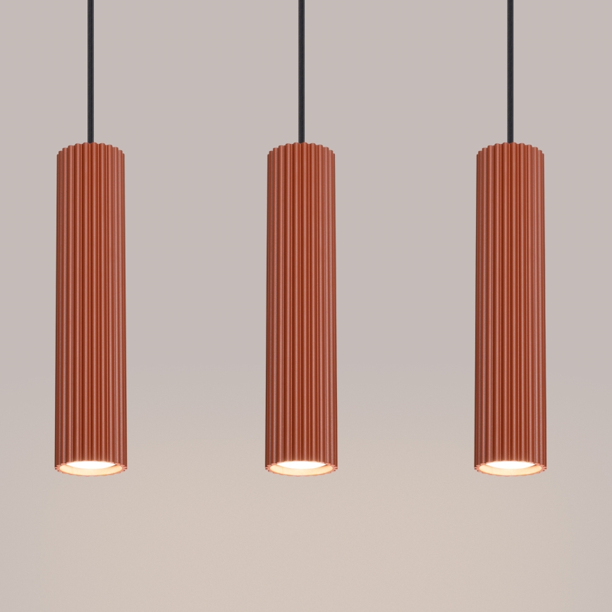 Lustr na lanku KARBON 3xGU10/10W/230V červená