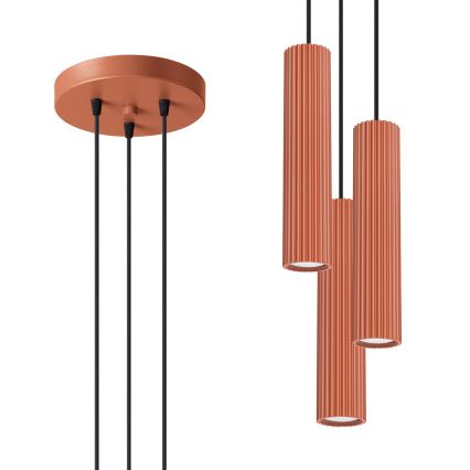 Lustr na lanku KARBON 3xGU10/10W/230V červená