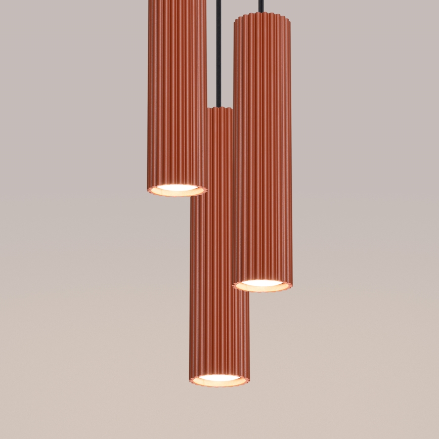 Lustr na lanku KARBON 3xGU10/10W/230V červená