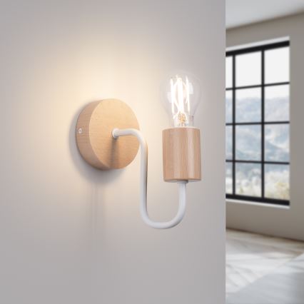 Nástěnná lampa TIMBO 1xE27/15W/230V bílá/béžová/buk
