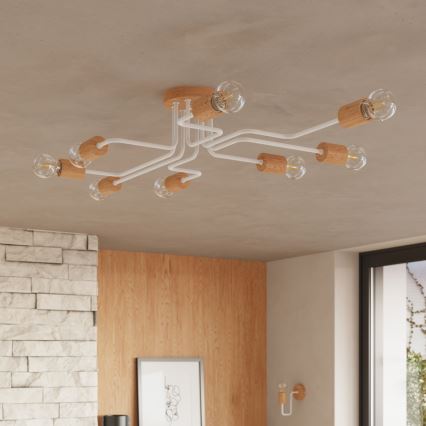 Nástěnná lampa TIMBO 1xE27/15W/230V bílá/béžová/buk
