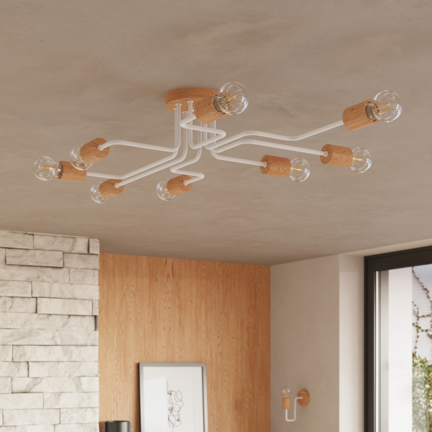 Nástěnná lampa TIMBO 1xE27/15W/230V bílá/béžová/buk