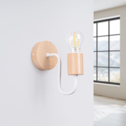 Nástěnná lampa TIMBO 1xE27/15W/230V bílá/béžová/buk