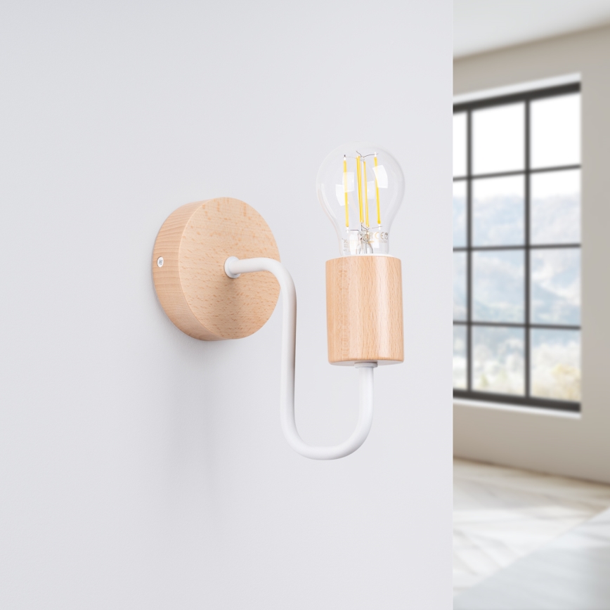 Nástěnná lampa TIMBO 1xE27/15W/230V bílá/béžová/buk