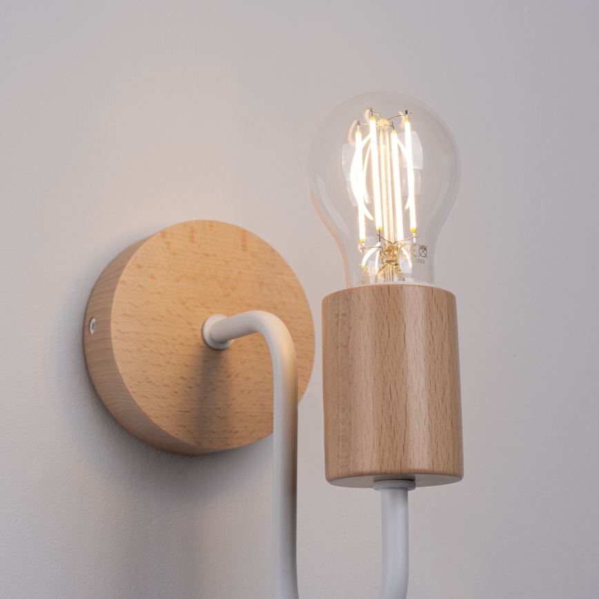 Nástěnná lampa TIMBO 1xE27/15W/230V bílá/béžová/buk