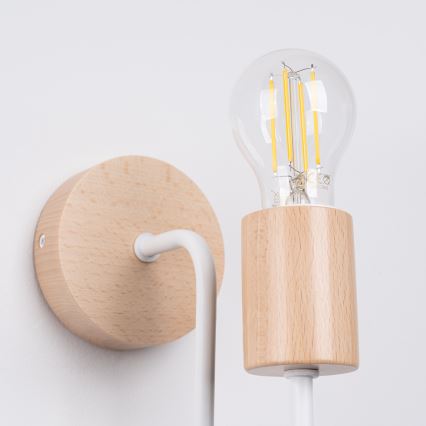 Nástěnná lampa TIMBO 1xE27/15W/230V bílá/béžová/buk