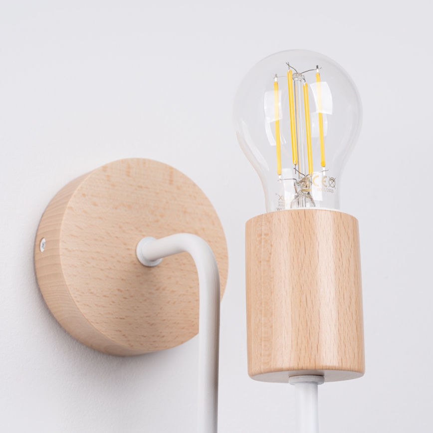 Nástěnná lampa TIMBO 1xE27/15W/230V bílá/béžová/buk