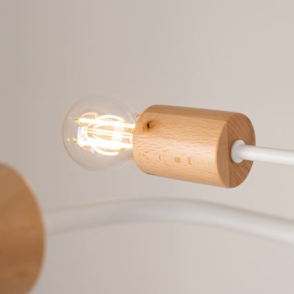 Přisazený lustr TIMBO 8xE27/15W/230V bílá/béžová/buk