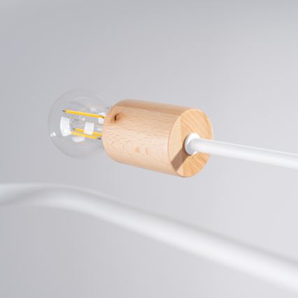 Přisazený lustr TIMBO 8xE27/15W/230V bílá/béžová/buk