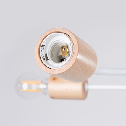 Přisazený lustr TIMBO 8xE27/15W/230V bílá/béžová/buk